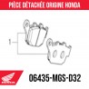 06435-MGS-D32 : Rear Brake Pads Honda Honda Hornet